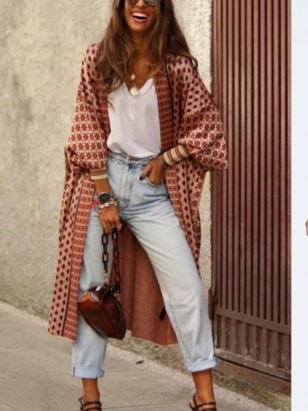 Zara Knit Cream and Burgundy Patterned Sweater - Picture 9 of 9
